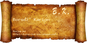 Borsó Karion névjegykártya
